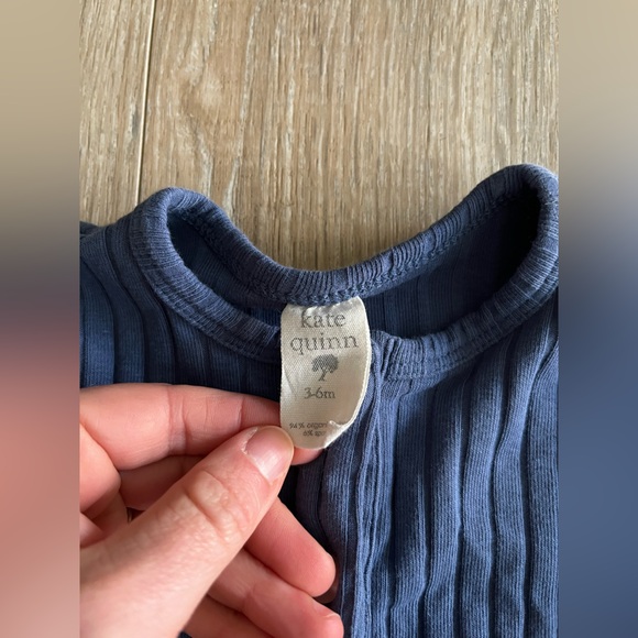 Kate Quinn Baby Blue Ribbed Henley Style Romper - Size 3-6 months - Picture 3 of 6